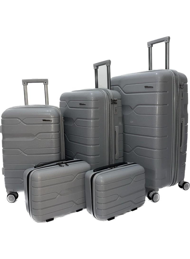 Premium 5-Piece PP Luggage Set - Ultra-Durable & Lightweight Polypropylene Trolley Bags with 360° Double Spinner Wheels, TSA Lock & Telescopic Handle - Image 5